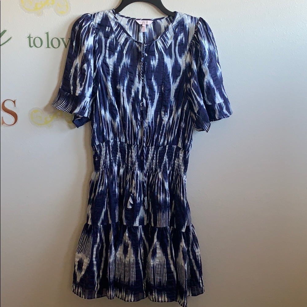 Rebecca Taylor pattern dress blue gray size 8